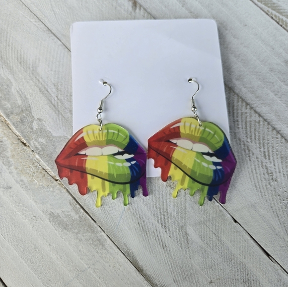 Rainbow Earrings, LGBT Earrings, Statement Earrings, Jewelry, Gay Earrings - Picture 2 of 3